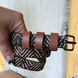 Anthropologie calf hair zebra striped belt